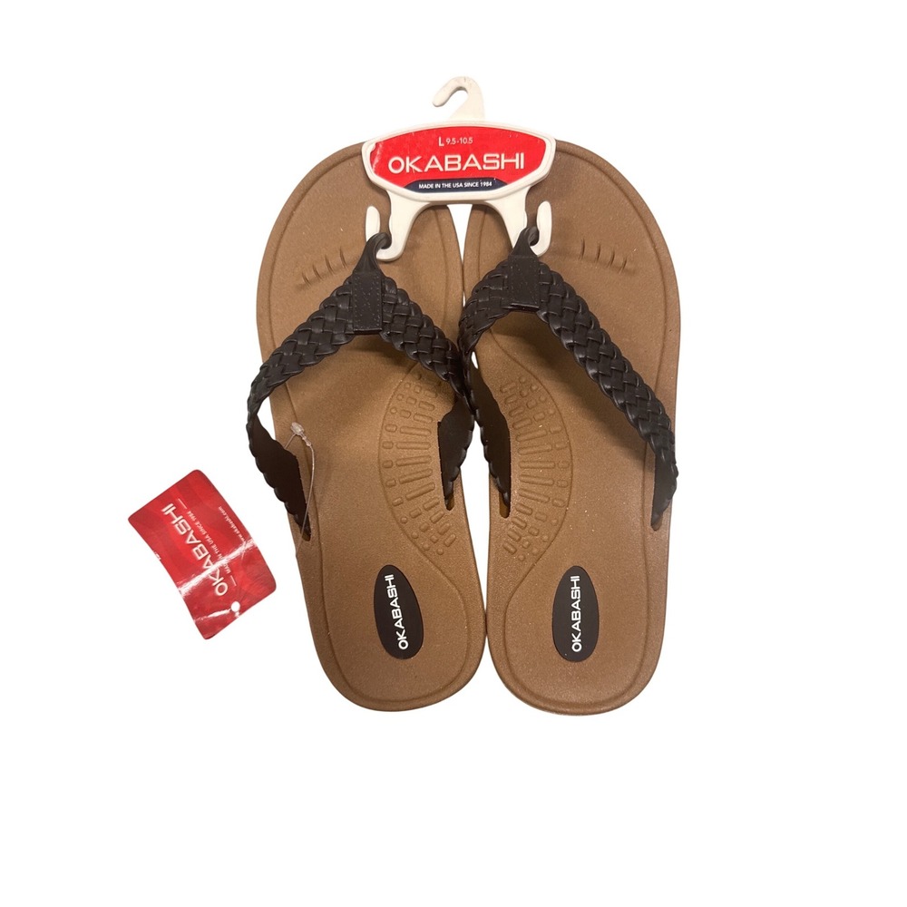 Okabashi Baha  Sandals Womens L 9.5-10.5 Toffee Black Braided Comfort NWT